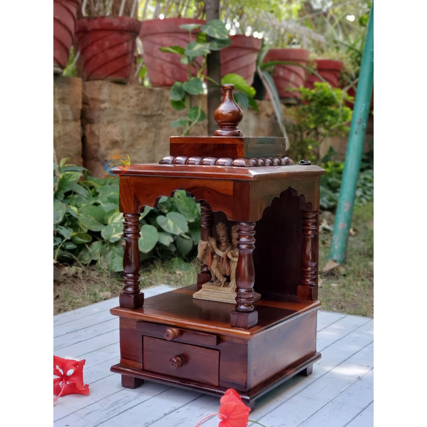 Indian Handcrafted Brown Rosewood Wooden Temple