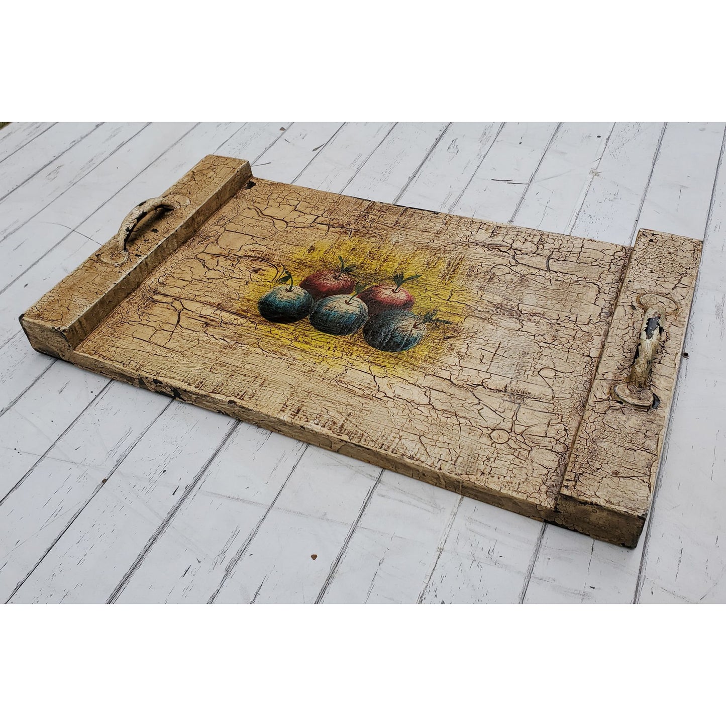 Wooden Handcrafted Rustic Printed Tray with