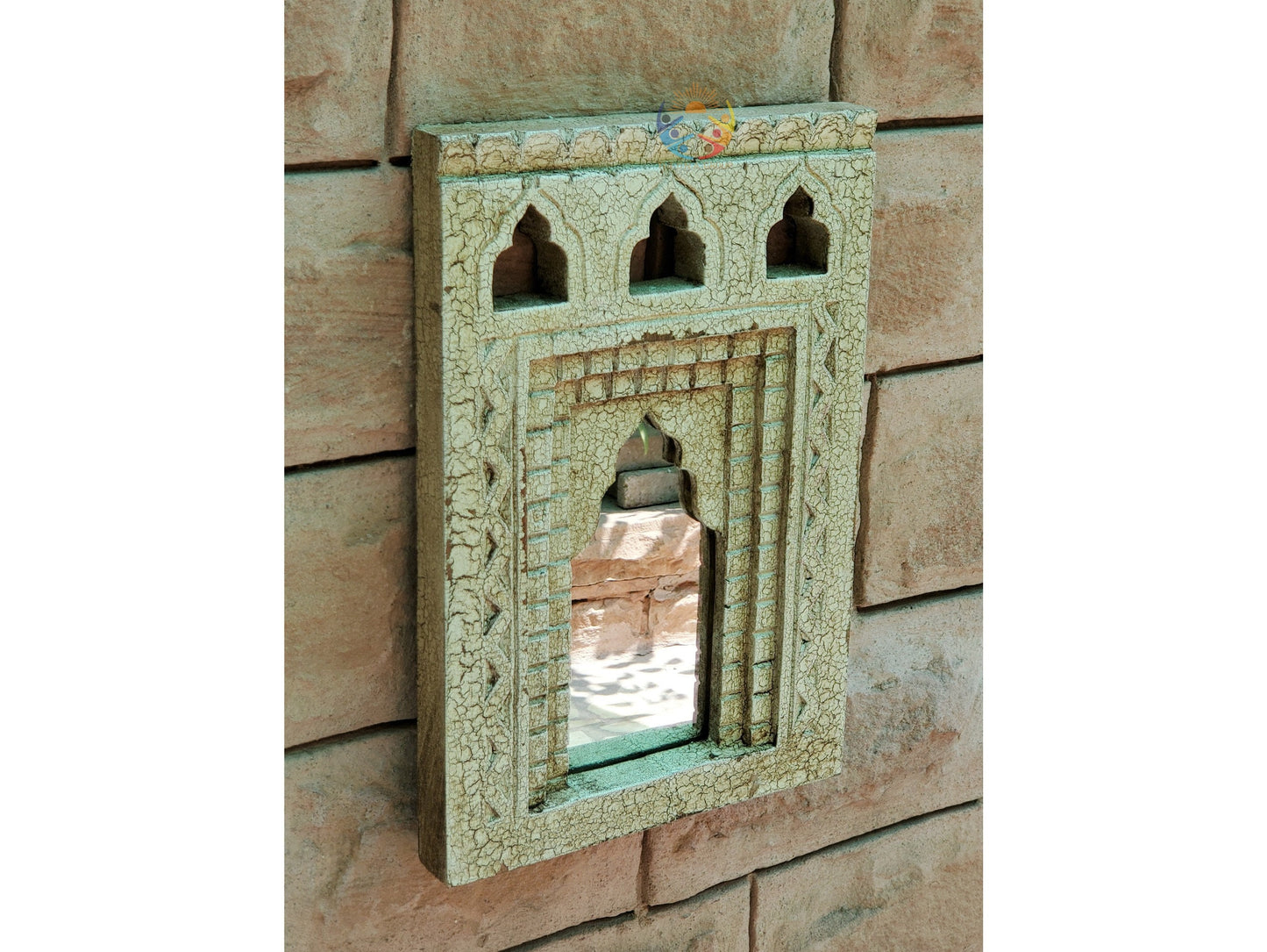 Wooden Mirror Frame, Handmade Collage Photo