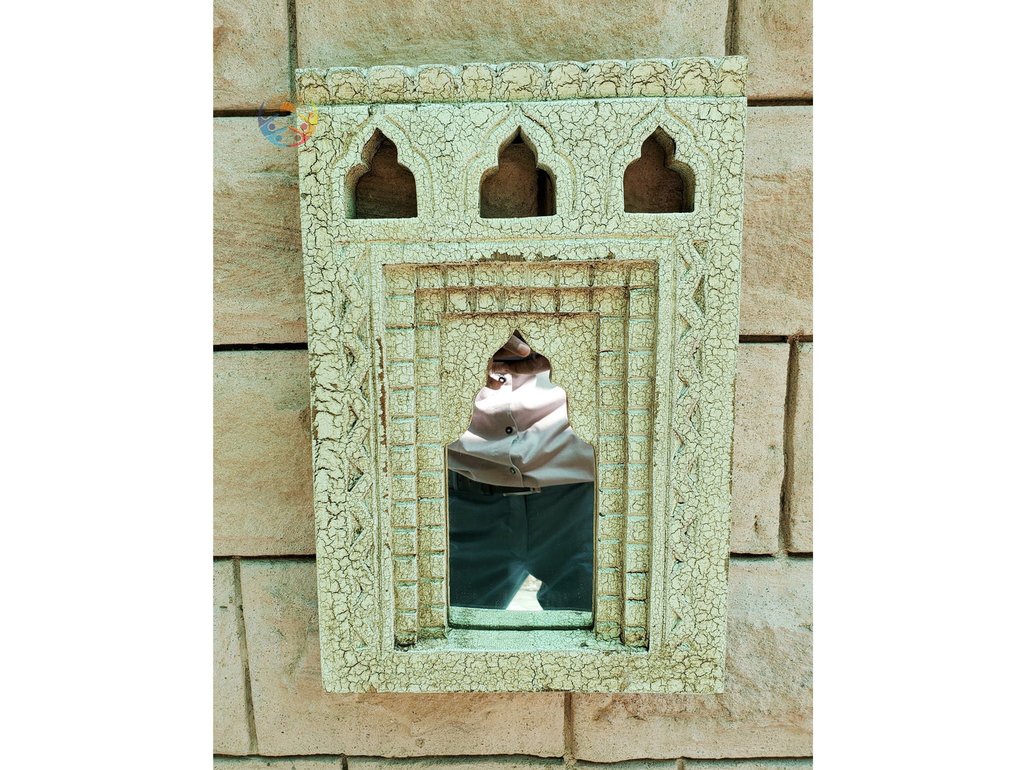 Wooden Mirror Frame, Handmade Collage Photo