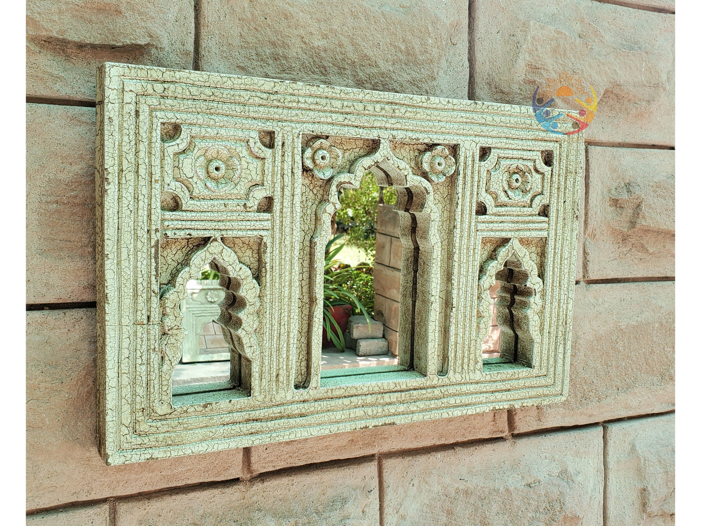 Wooden Mirror Frame, Handmade Collage Photo