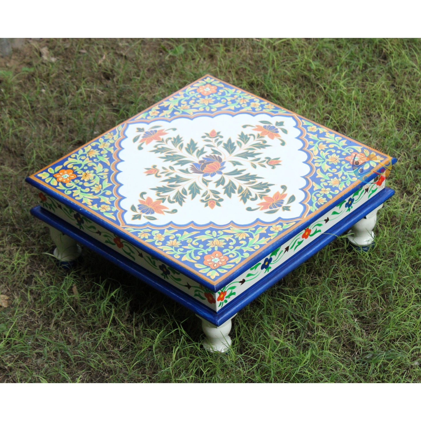 Indian Wooden Hand Painted Chowki / Bajot Set of 3