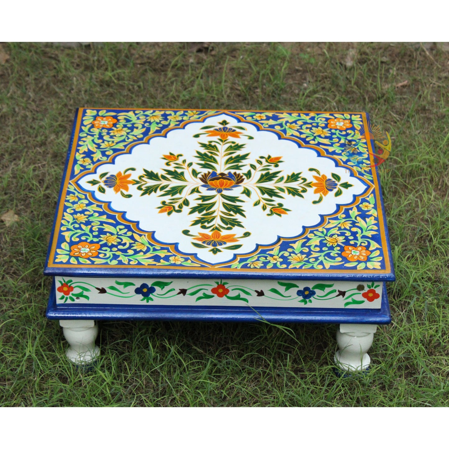 Indian Wooden Hand Painted Chowki / Bajot Set of 3
