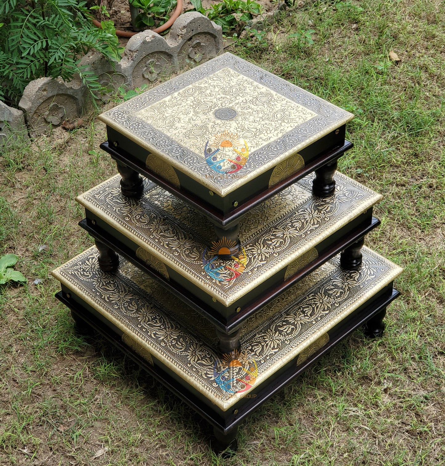 Unique Puja Bajot – Hand-Painted Wooden Chowki
