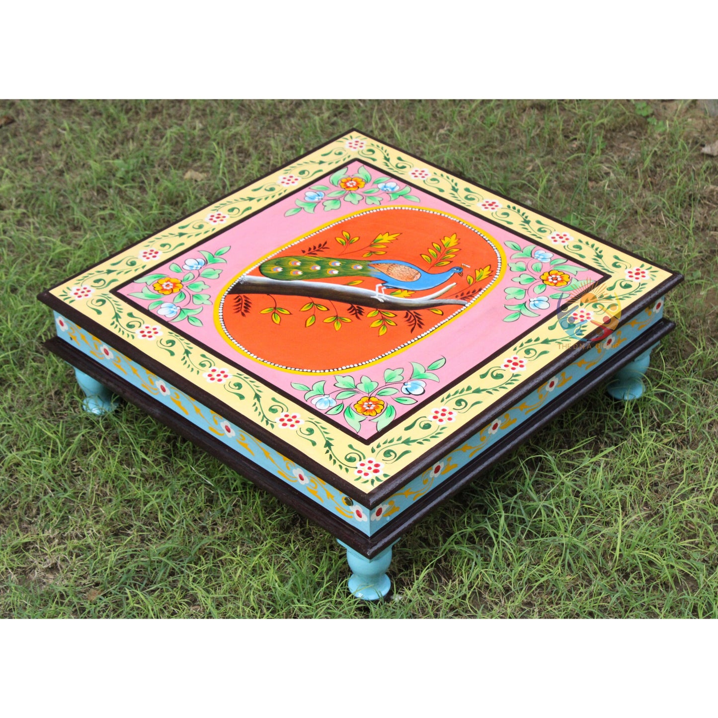 Indian Wooden Hand Painted Chowki / Bajot Set of 3