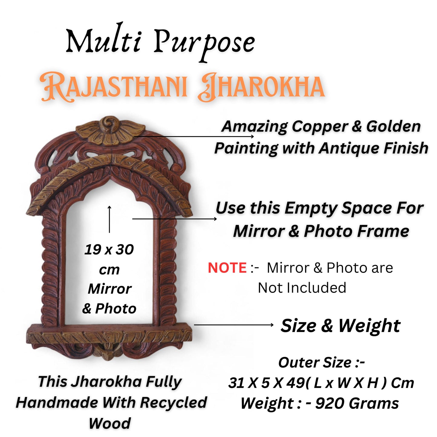 Rajasthani Jharokha Recycled Wood Picture Frame