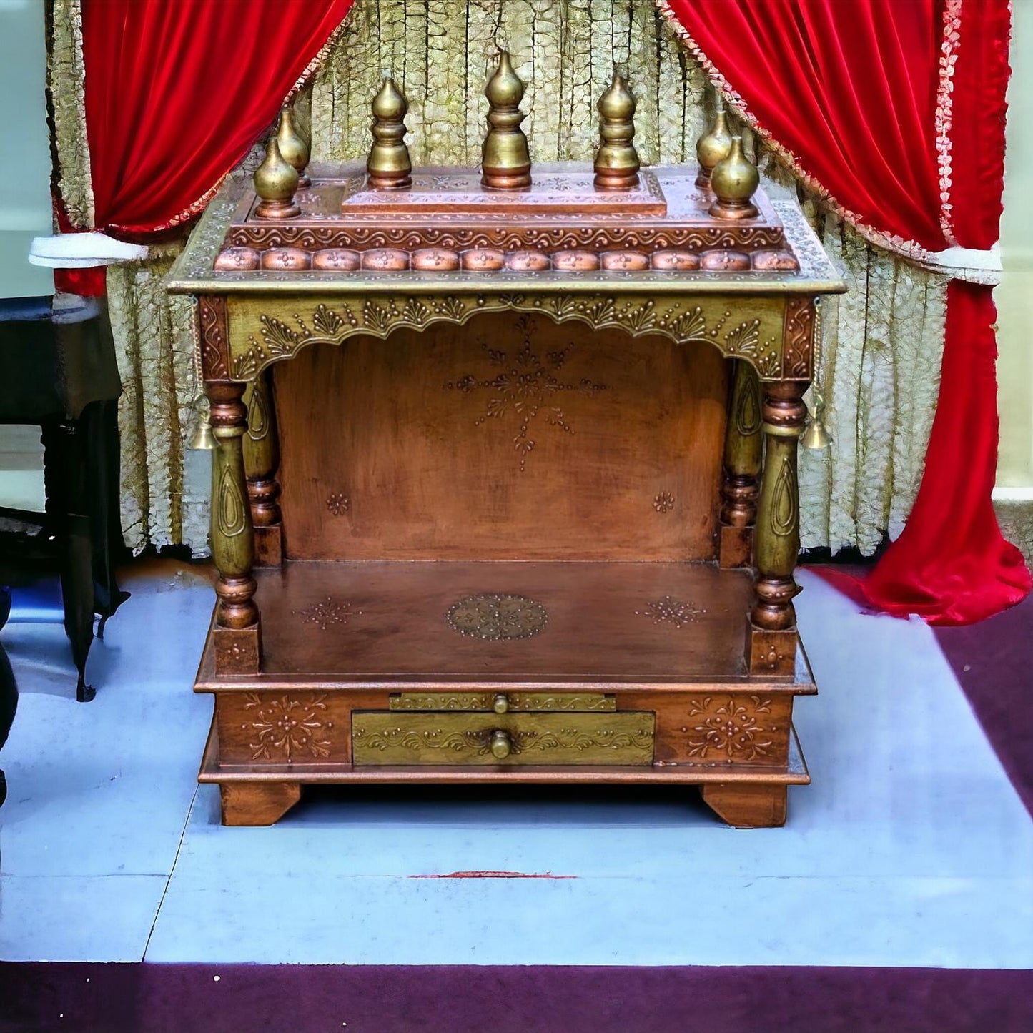 Wooden Pooja Mandir Temple, Home Altar