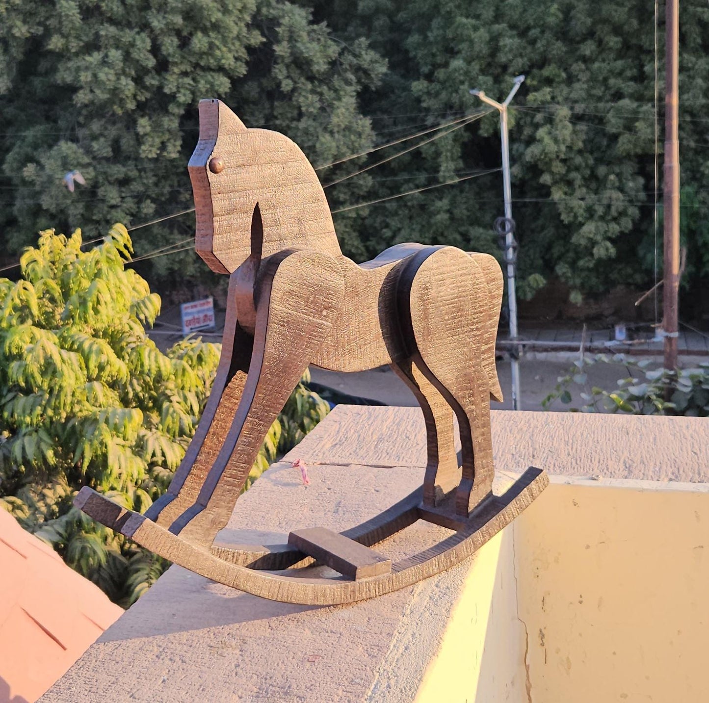 Wooden Rocking Horse, Handcrafted Horse Solid Wood