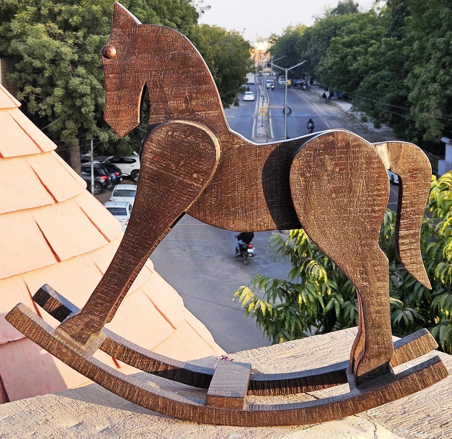 Wooden Rocking Horse, Handcrafted Horse Solid Wood