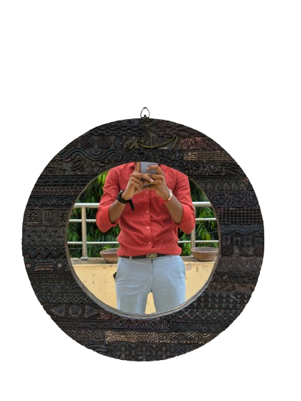 Handcrafted wooden round mirror for home and office wall hanging decoration, classy and stylish wall mounted gift idea