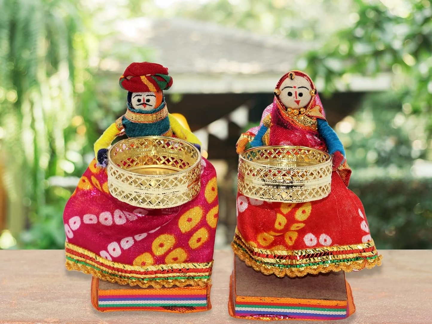 Handmade rajasthani theme recyle material candle holder for home and garden decoration showpieces.