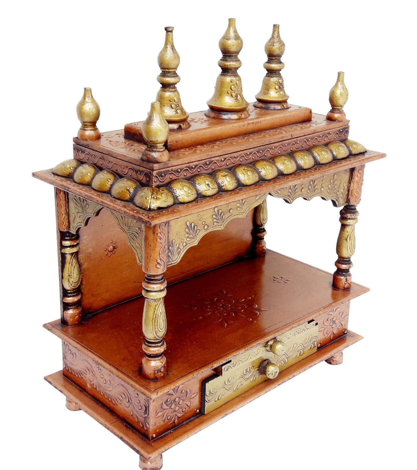 Wood temple pooja mandir copper puja hindu temple wall hanging worship god mandap indian decor