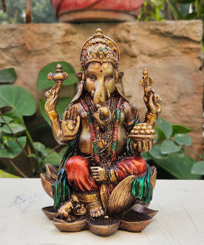 Ganesh Laxmi Idol Set for Home Temple | Antique Finish Handmade Decorative Statue – Indian Craft Store