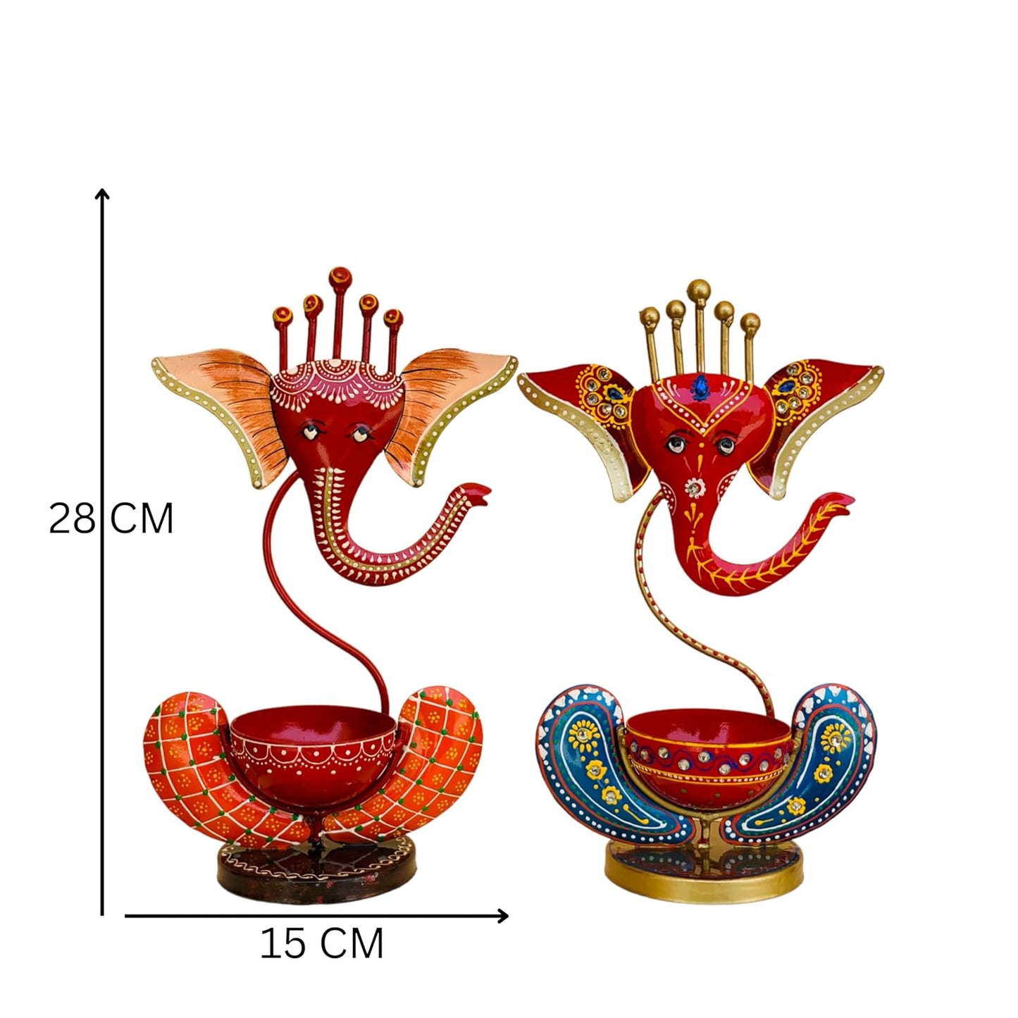 black and red tea light ganesha candle holder for unique decorative showpieces idea and decoration items.