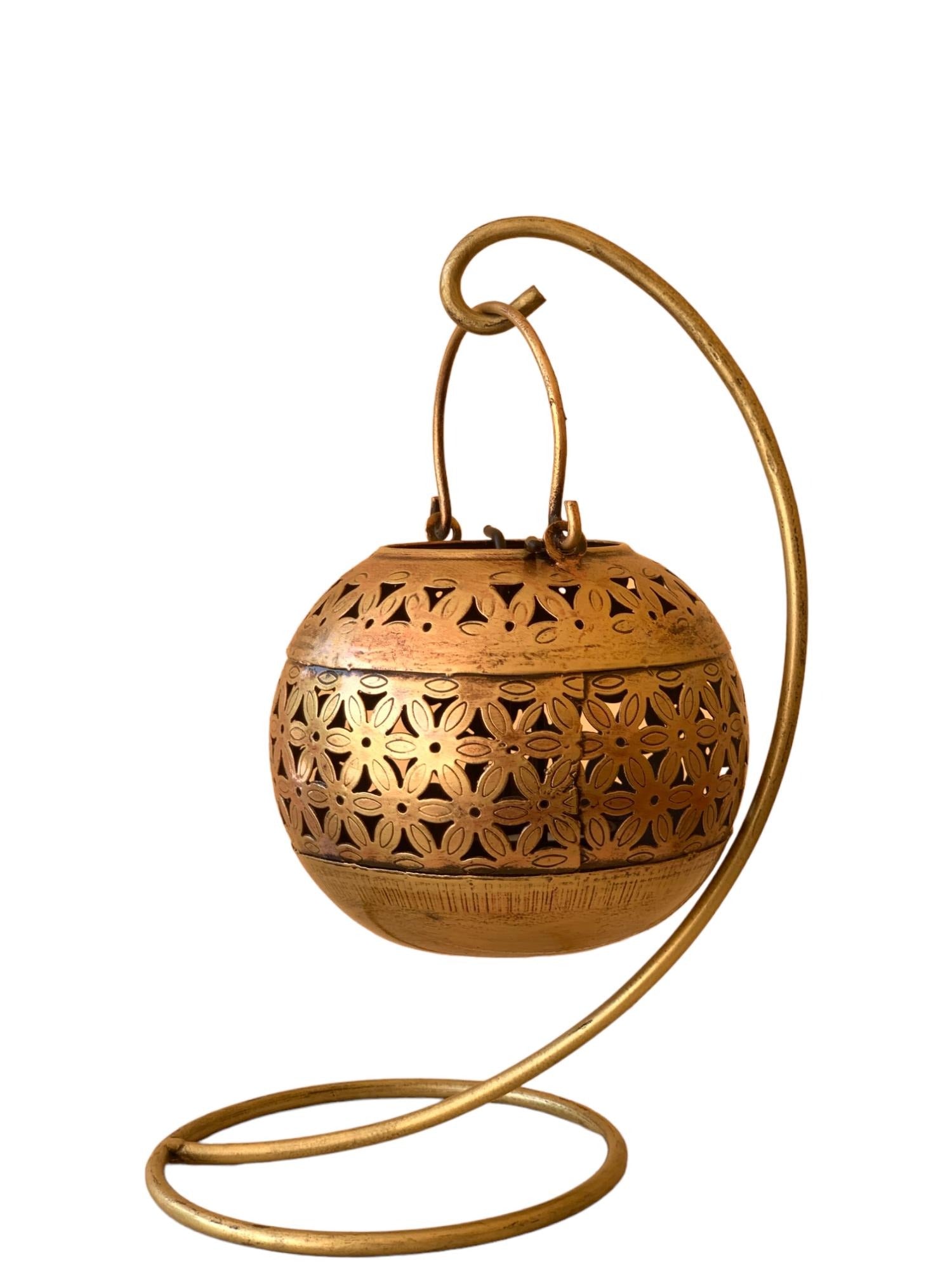 Decorative lantern with intricate patterns on a white background