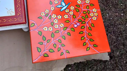 Handmade Chowki – Wooden Bajot with Ethnic Art
