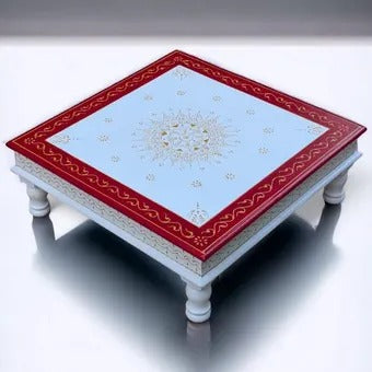 Handmade Chowki – Wooden Bajot with Ethnic Art
