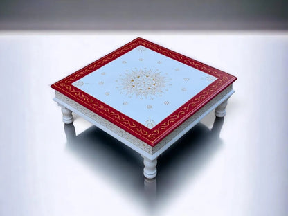 Handmade Chowki – Wooden Bajot with Ethnic Art