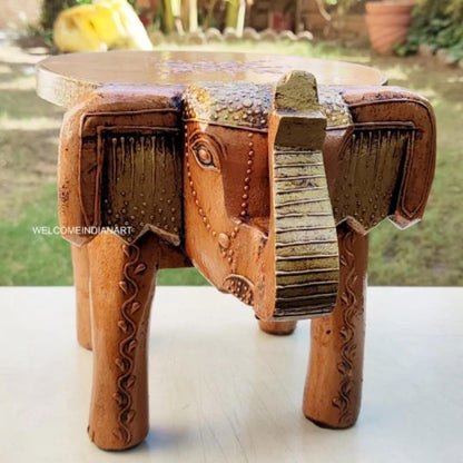 Bohemian Elephant Wooden Stool