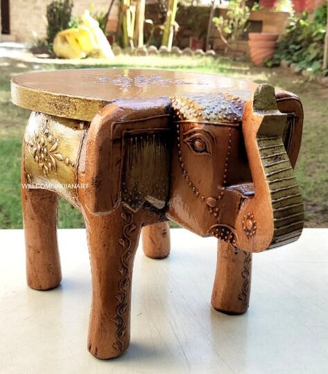 Bohemian Elephant Wooden Stool