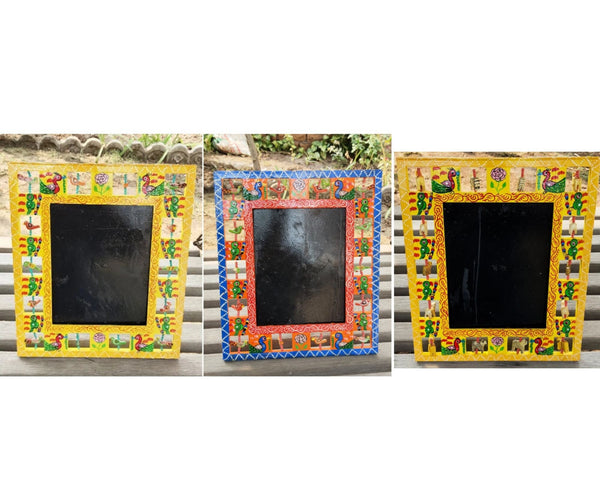 Natural Handmade Wood Frame | Yellow, Red
