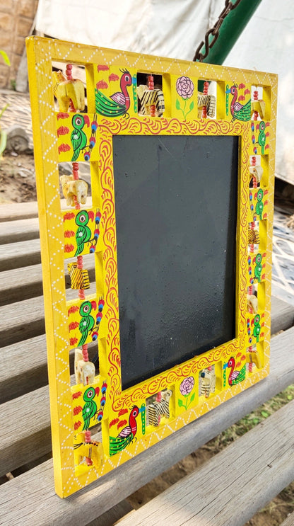 Natural Handmade Wood Frame | Yellow, Red