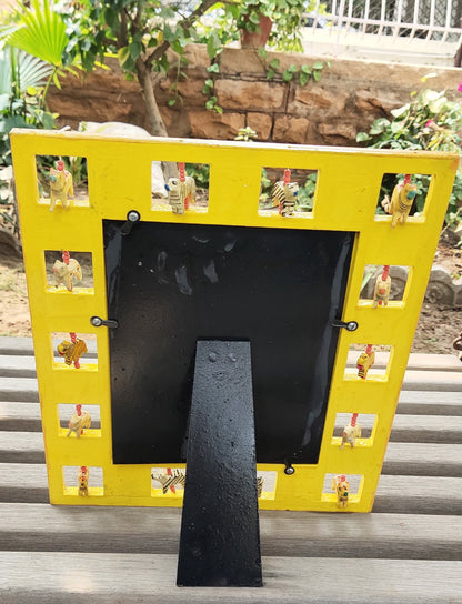 Natural Handmade Wood Frame | Yellow, Red