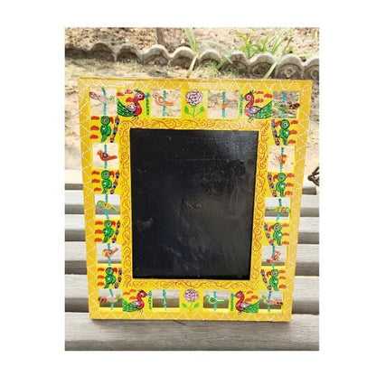 Natural Handmade Wood Frame | Yellow, Red