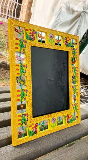 Natural Handmade Wood Frame | Yellow, Red