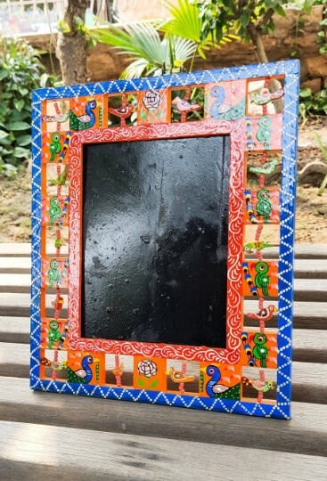 Natural Handmade Wood Frame | Yellow, Red