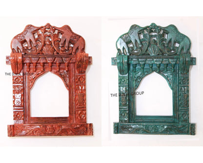 Wooden Elephant Handcarved Handpainted Frame