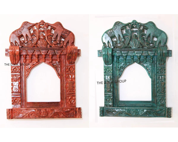 Wooden Elephant Handcarved Handpainted Frame