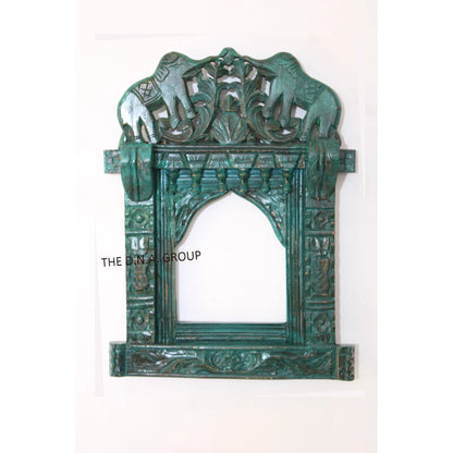 Wooden Elephant Handcarved Handpainted Frame