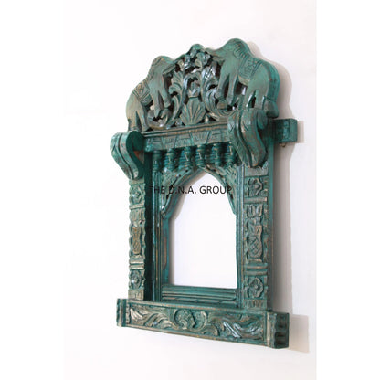 Wooden Elephant Handcarved Handpainted Frame