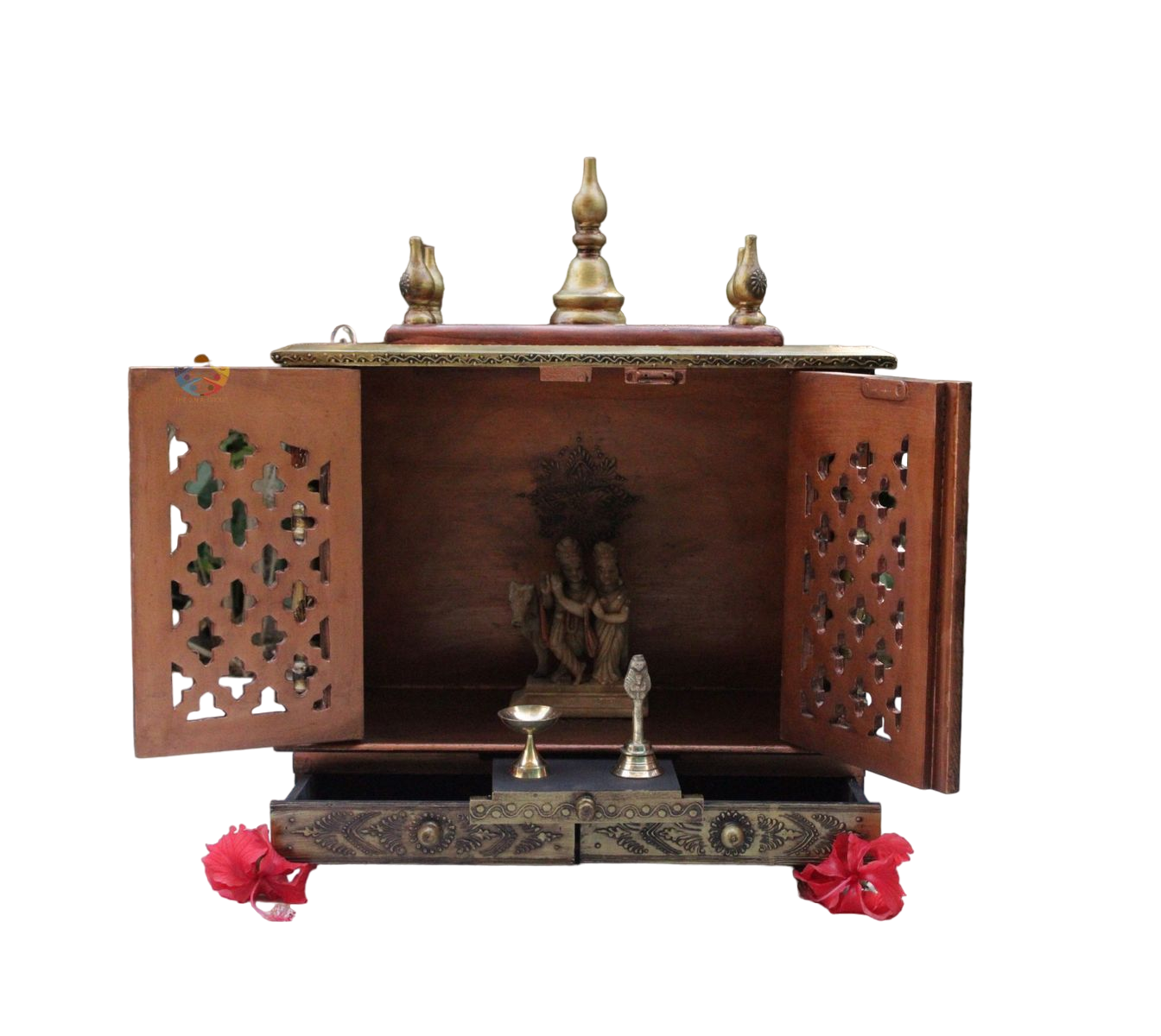 Temples with Jaali Doors & 2 Compact Side Mandir