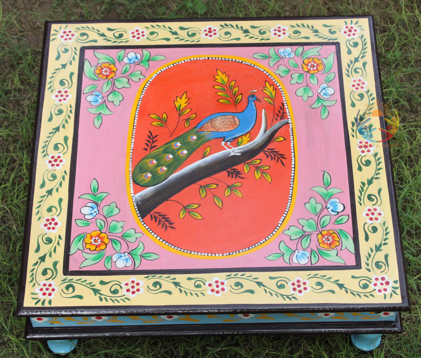 Indian Wooden Hand Painted Chowki / Bajot Set of 3