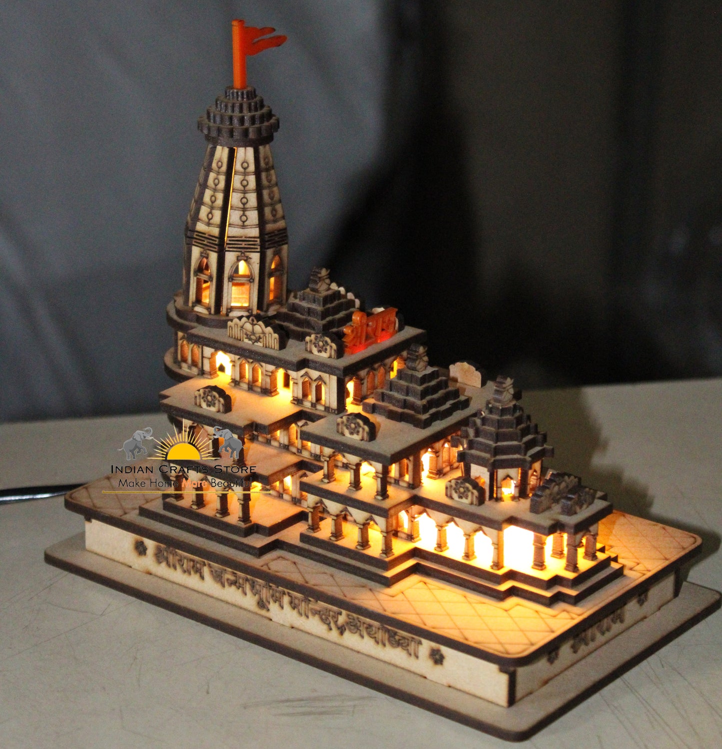 Ram Mandir Ayodhya 3D Model Temple Ram Janmabhoomi Hindu Mandir Replica Rama Lalla Miniature Shrine Gift-Car Dashboard-Free Delivery