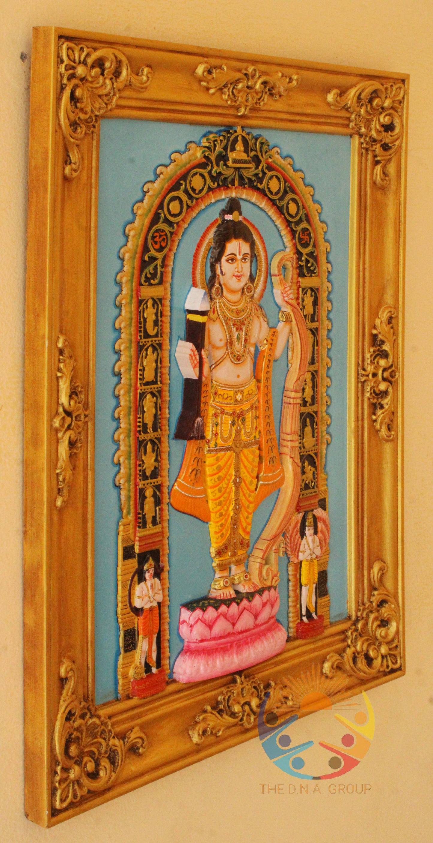 Balak Ram Five Years Murti Shree Ram Lalla Statue for Temple Hand Painted 3D Carving Frame Ayodhya The idol of Lord Ram 12 Avatar 46 x 59 CM