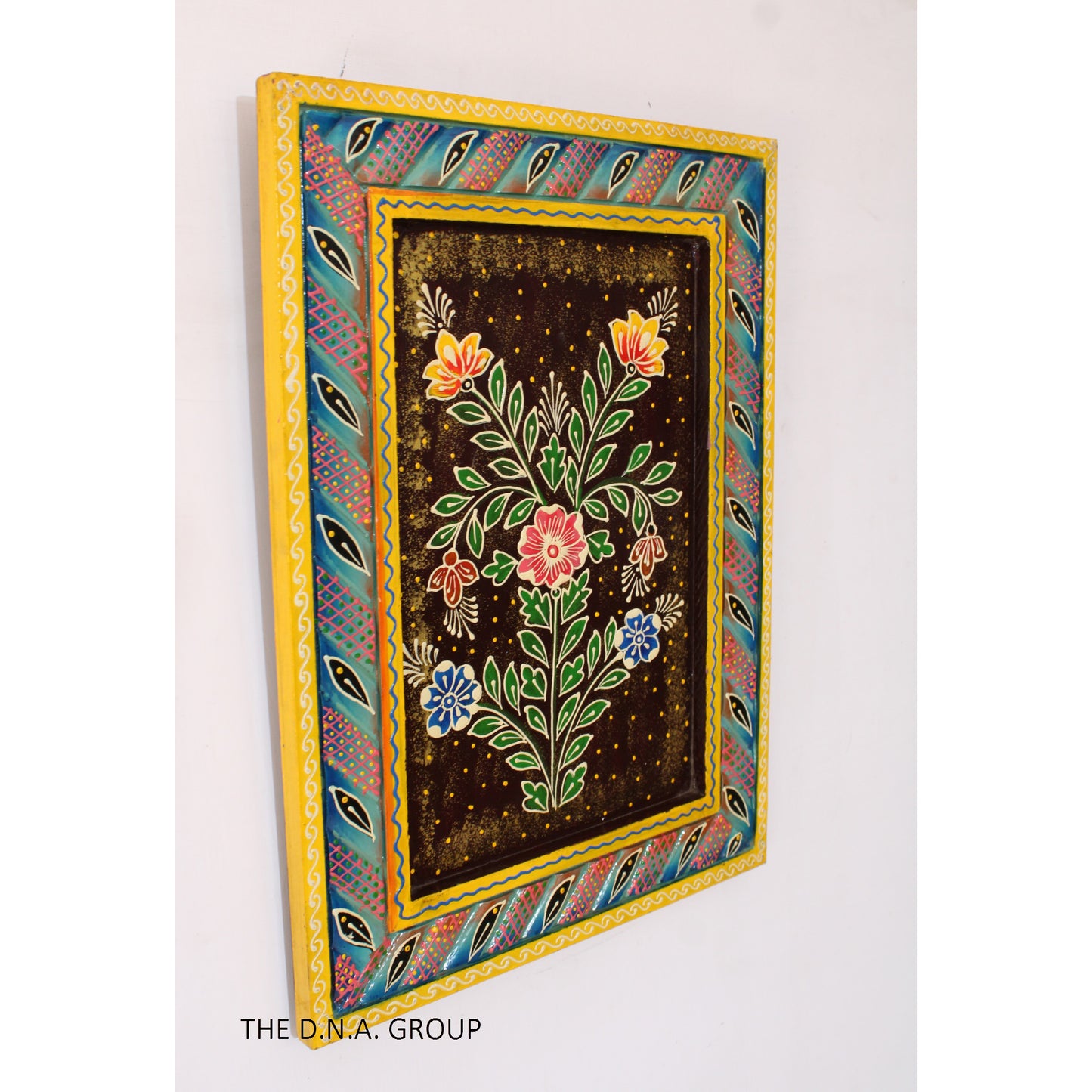 Wooden Beautiful floral design wall hanging panel frame for home and office wall mounted decorative art pieces