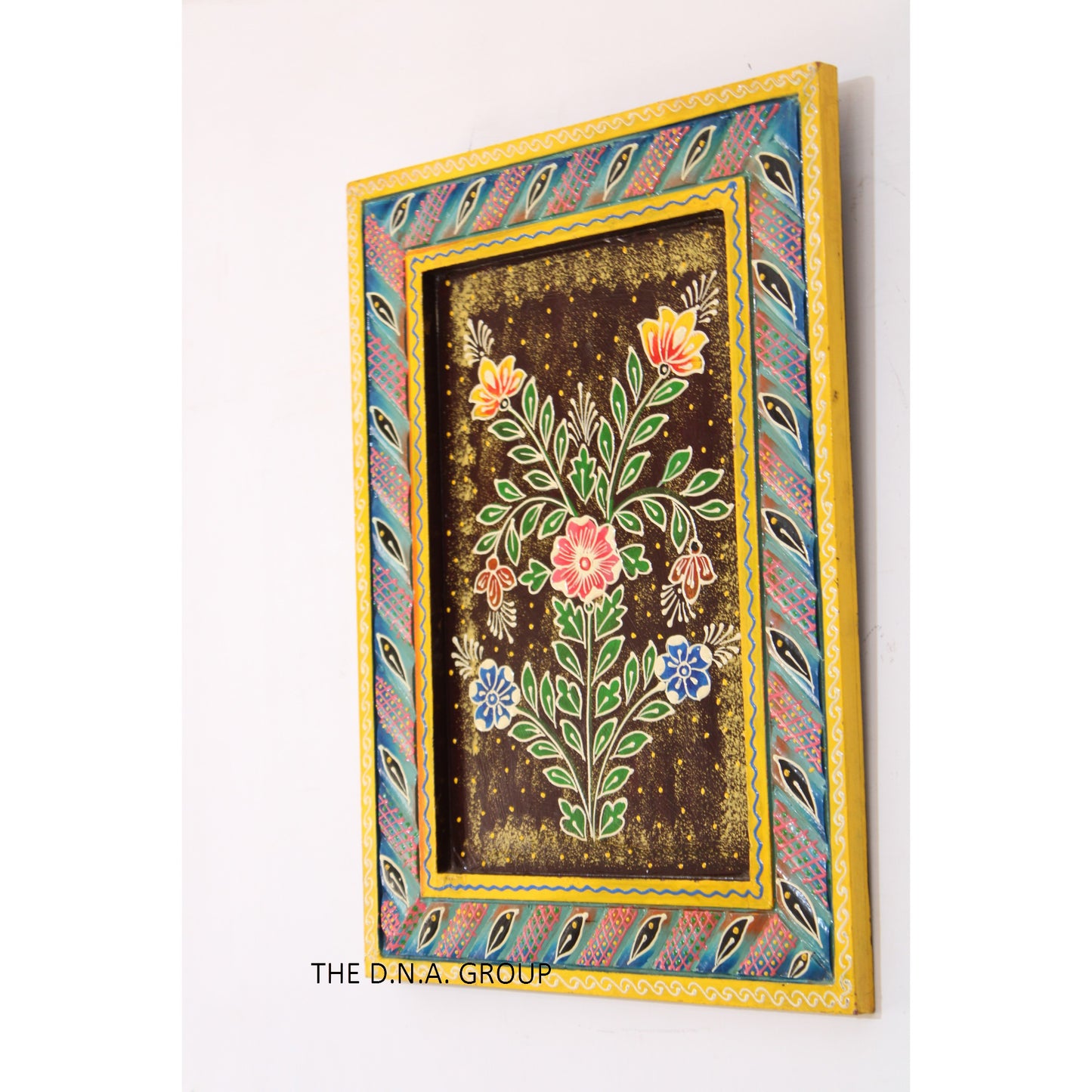 Wooden Beautiful floral design wall hanging panel frame for home and office wall mounted decorative art pieces