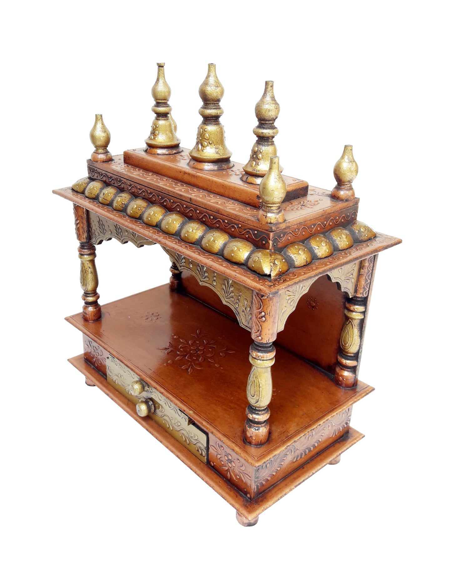 Wood temple pooja mandir copper puja hindu temple wall hanging worship god mandap indian decor