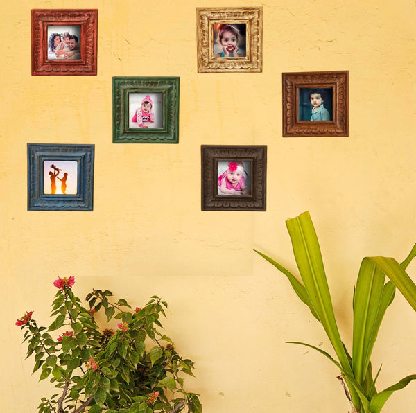 Wooden Photo Frame, Hand Carved Rustic