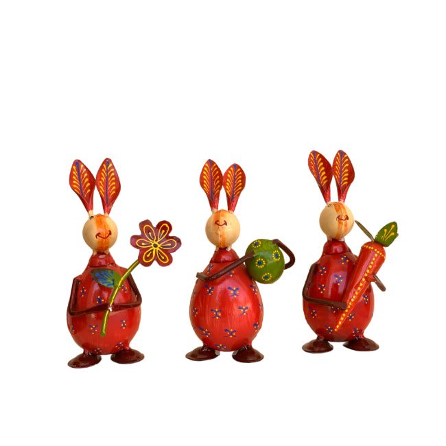 high quality iron rabbit set of 3 table decor show pieces for home and office decorative ideas.