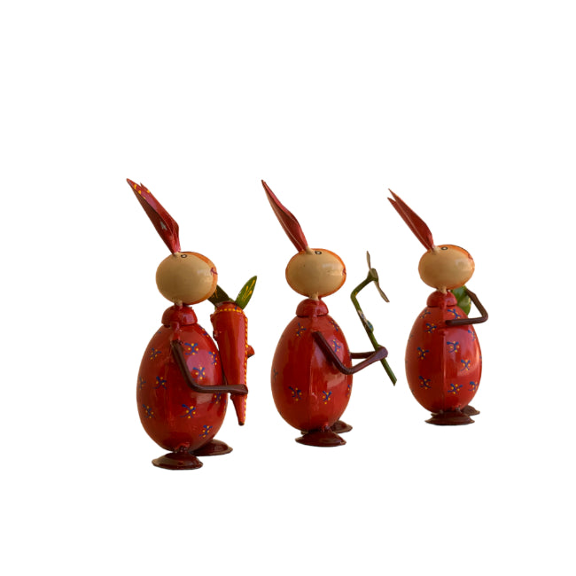 high quality iron rabbit set of 3 table decor show pieces for home and office decorative ideas.