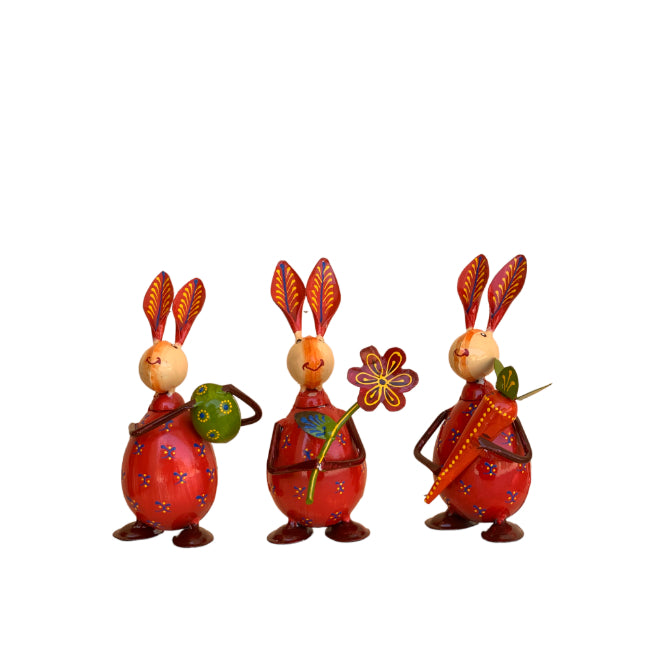 high quality iron rabbit set of 3 table decor show pieces for home and office decorative ideas.