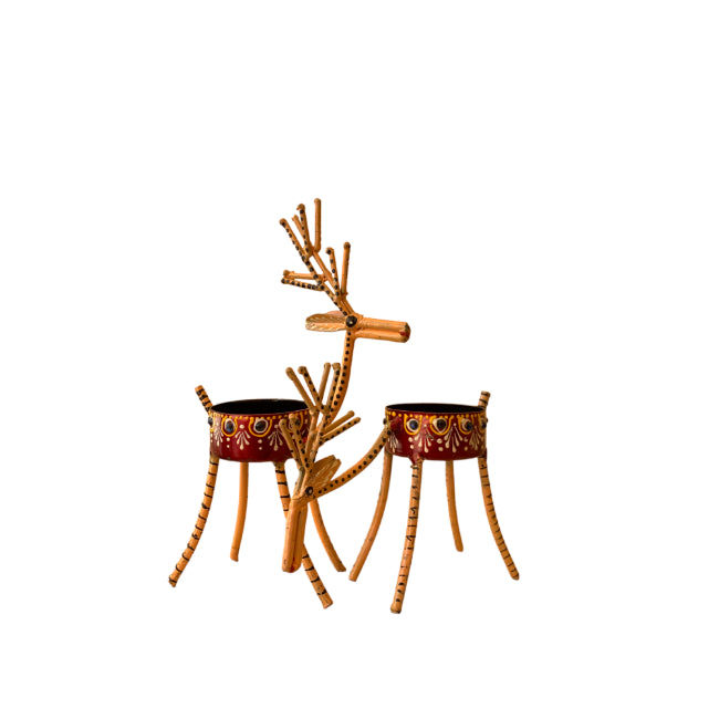 iron deer set of 2 candle holder with the premium quality iron metal unique and aesthetic home decorations.