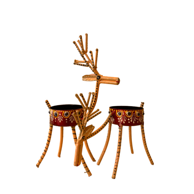 iron deer set of 2 candle holder with the premium quality iron metal unique and aesthetic home decorations.