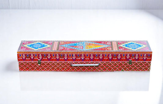Hand-Painted Wooden Box | Rajasthani Art Storage Chest | Decorative Gift Box for Home & Temple Use