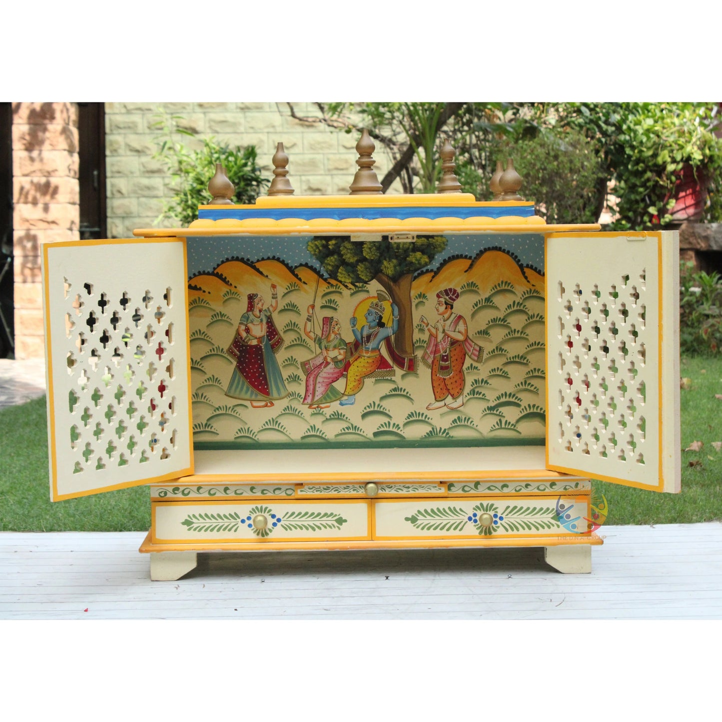 Radha Krishna Ji Hand-Painted  Wooden temple