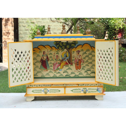 Radha Krishna Ji Hand-Painted  Wooden temple